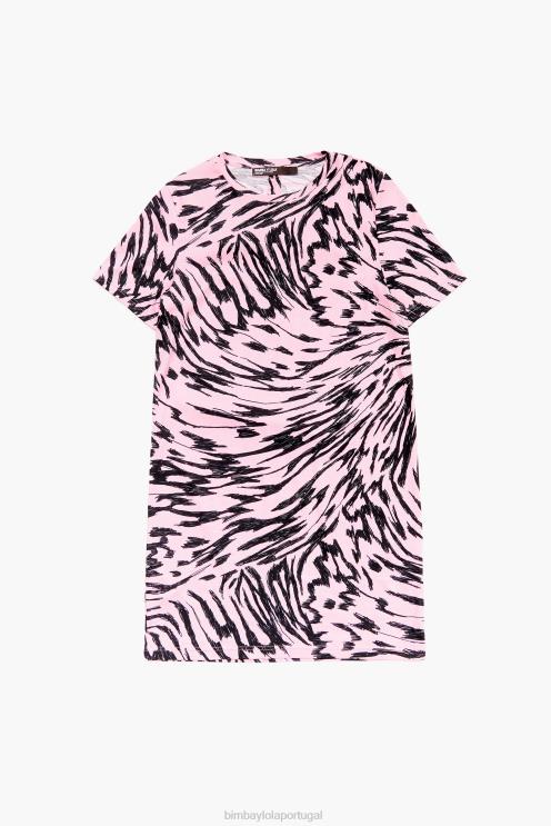 rosa roupas 64X4N219 vestido curto de asa de borboleta de dois tons Bimba Y Lola