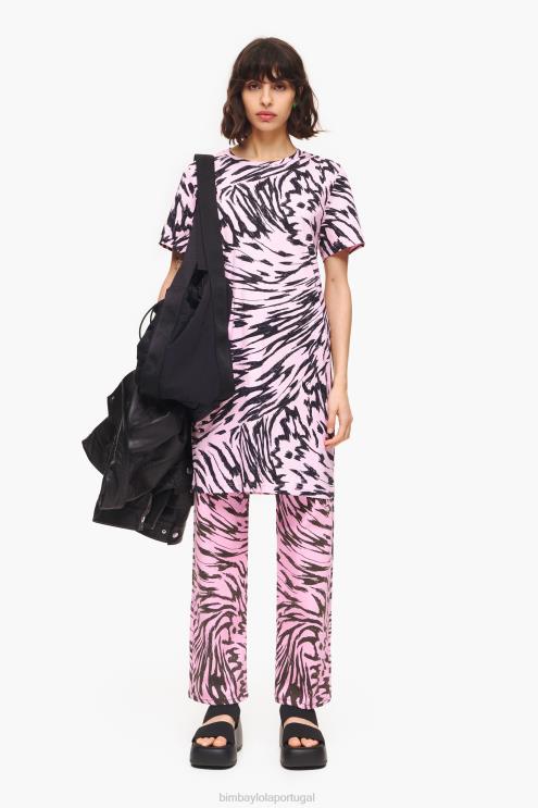 rosa roupas 64X4N219 vestido curto de asa de borboleta de dois tons Bimba Y Lola