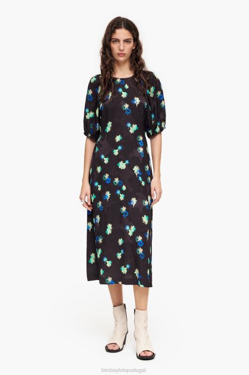 spray roupas 64X4N233 vestido fluido estampado de flores Bimba Y Lola