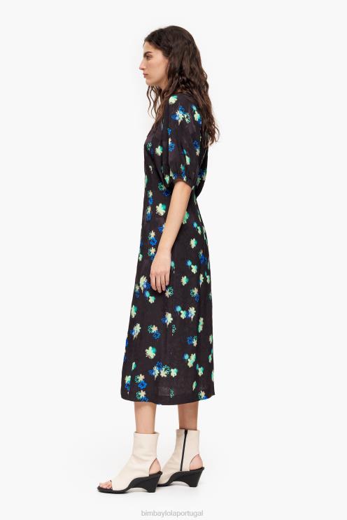 spray roupas 64X4N233 vestido fluido estampado de flores Bimba Y Lola