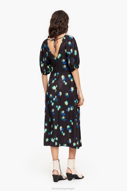 spray roupas 64X4N233 vestido fluido estampado de flores Bimba Y Lola