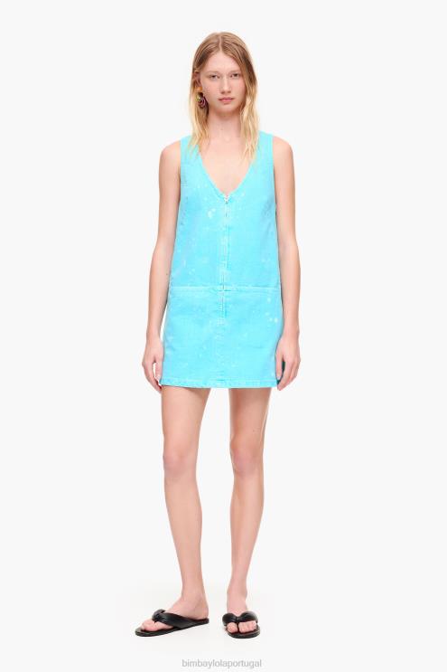 turquesa roupas 64X4N193 vestido jeans curto Bimba Y Lola