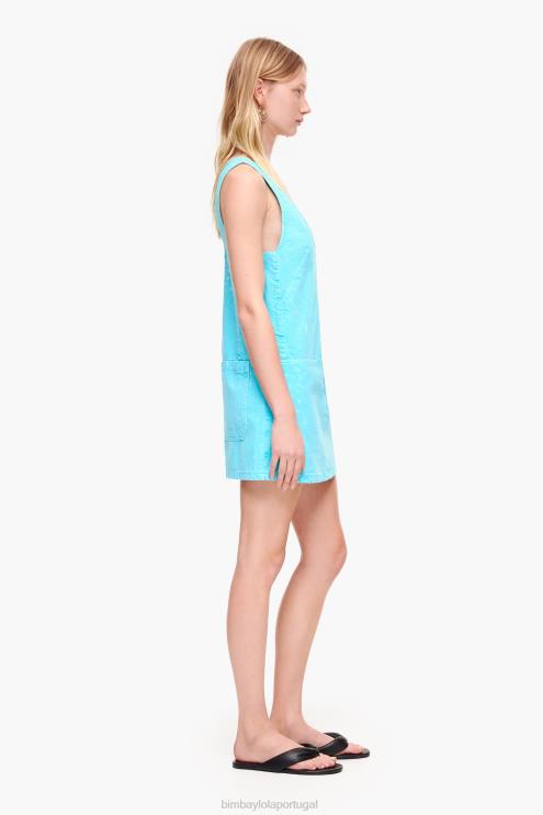 turquesa roupas 64X4N193 vestido jeans curto Bimba Y Lola