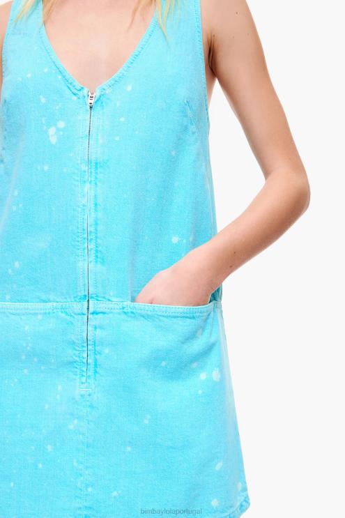 turquesa roupas 64X4N193 vestido jeans curto Bimba Y Lola