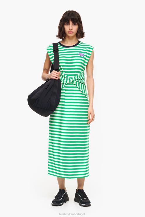 verde roupas 64X4N230 vestido midi listrado Bimba Y Lola