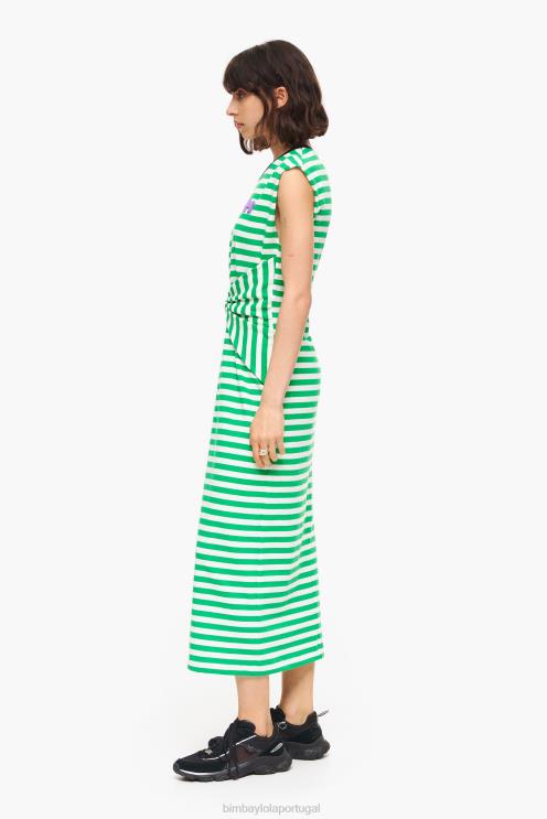verde roupas 64X4N230 vestido midi listrado Bimba Y Lola