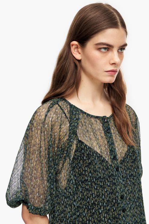 verde roupas 64X4N236 vestido midi romântico com estampa de flores Bimba Y Lola