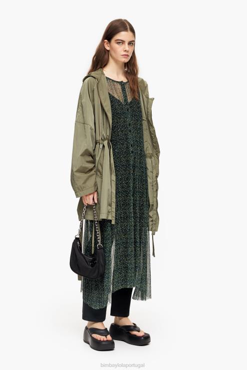 verde roupas 64X4N236 vestido midi romântico com estampa de flores Bimba Y Lola