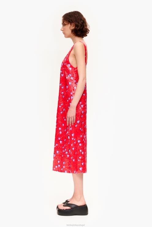 vermelho roupas 64X4N201 vestido estampado coração pequeno Bimba Y Lola