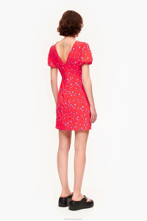 vermelho roupas 64X4N205 mini vestido estampado de corações Bimba Y Lola