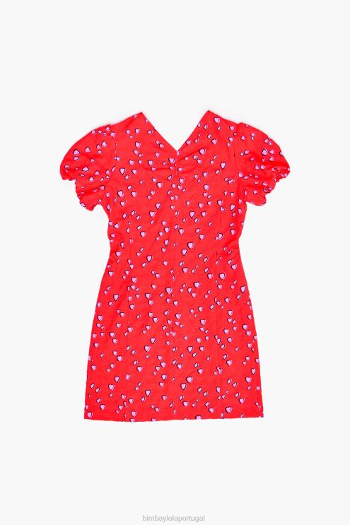 vermelho roupas 64X4N205 mini vestido estampado de corações Bimba Y Lola