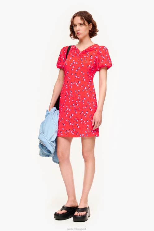 vermelho roupas 64X4N205 mini vestido estampado de corações Bimba Y Lola