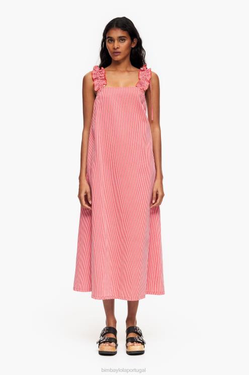 vermelho roupas 64X4N229 vestido jeans linha A Bimba Y Lola