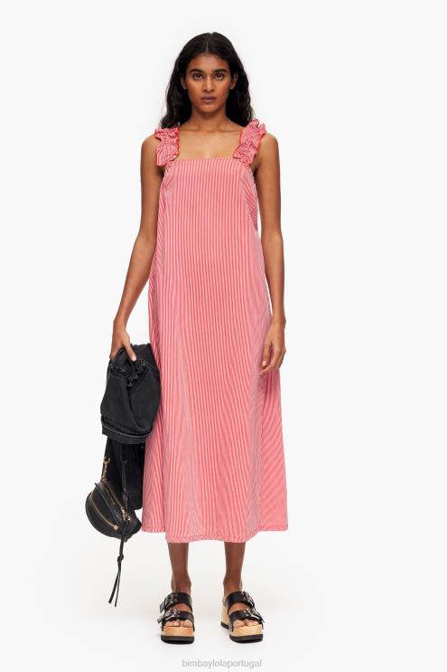 vermelho roupas 64X4N229 vestido jeans linha A Bimba Y Lola