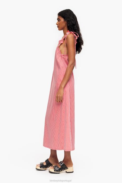 vermelho roupas 64X4N543 vestido jeans linha A Bimba Y Lola