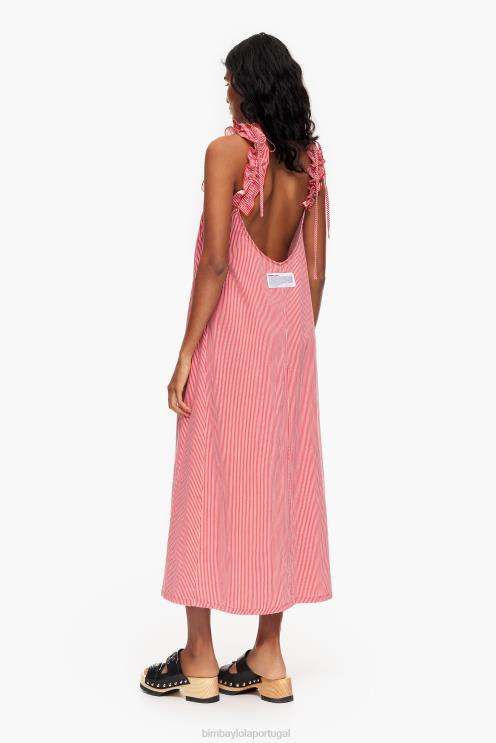 vermelho roupas 64X4N543 vestido jeans linha A Bimba Y Lola