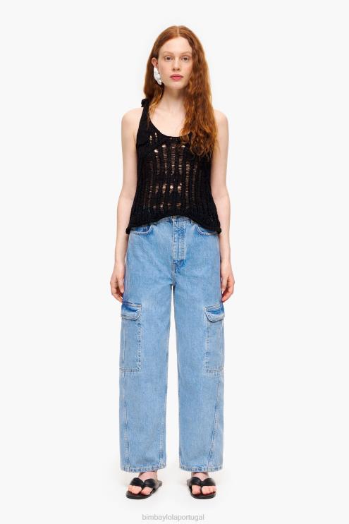 azul roupas 64X4N409 calça cargo jeans Bimba Y Lola