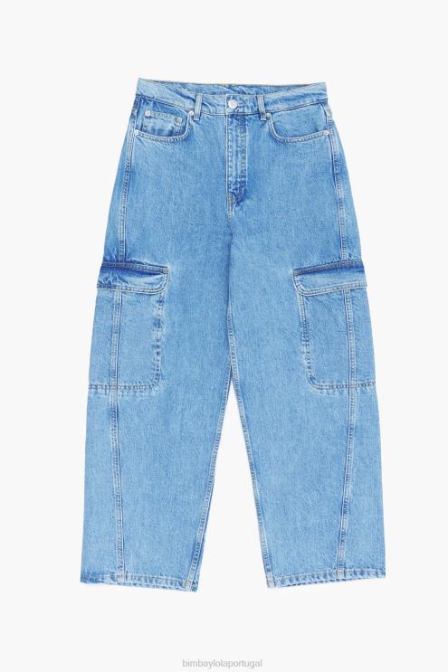 azul roupas 64X4N507 calça cargo jeans Bimba Y Lola