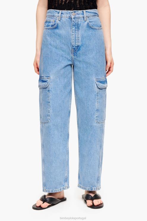 azul roupas 64X4N507 calça cargo jeans Bimba Y Lola