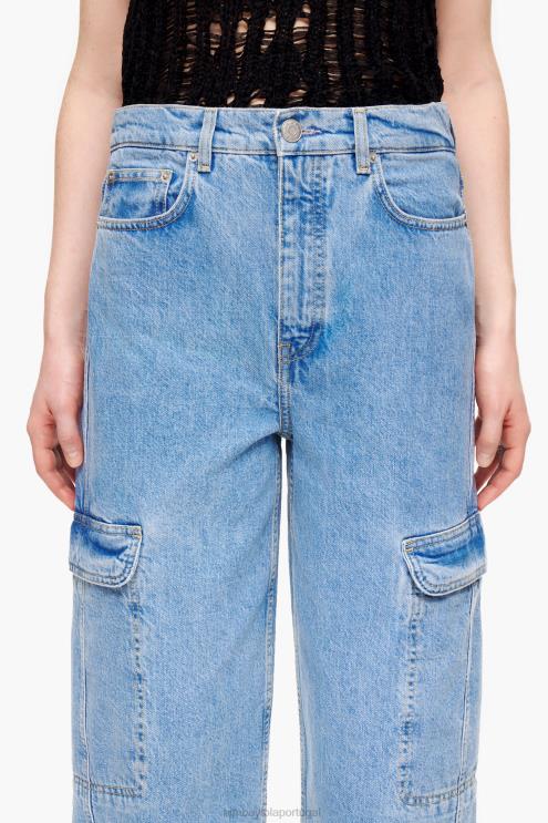 azul roupas 64X4N507 calça cargo jeans Bimba Y Lola
