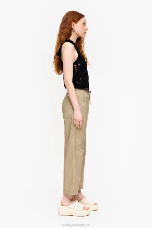 caqui roupas 64X4N410 calça jogger popeline Bimba Y Lola
