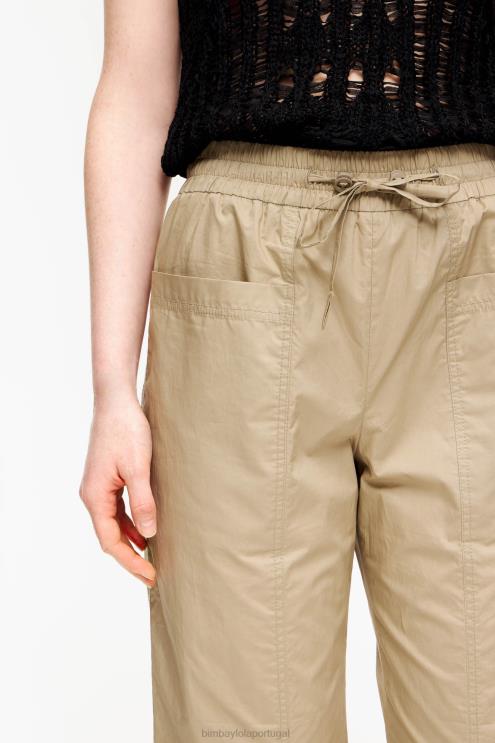 caqui roupas 64X4N410 calça jogger popeline Bimba Y Lola