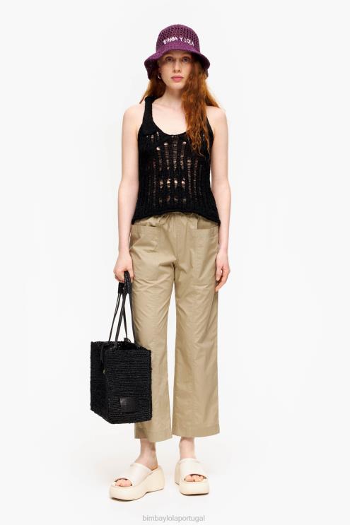 caqui roupas 64X4N410 calça jogger popeline Bimba Y Lola