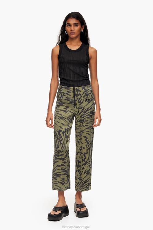 fluindo roupas 64X4N402 calça bicolor cáqui asa de borboleta Bimba Y Lola