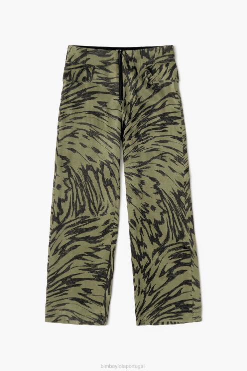 fluindo roupas 64X4N402 calça bicolor cáqui asa de borboleta Bimba Y Lola
