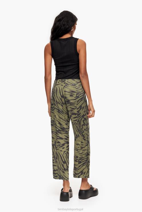 fluindo roupas 64X4N402 calça bicolor cáqui asa de borboleta Bimba Y Lola