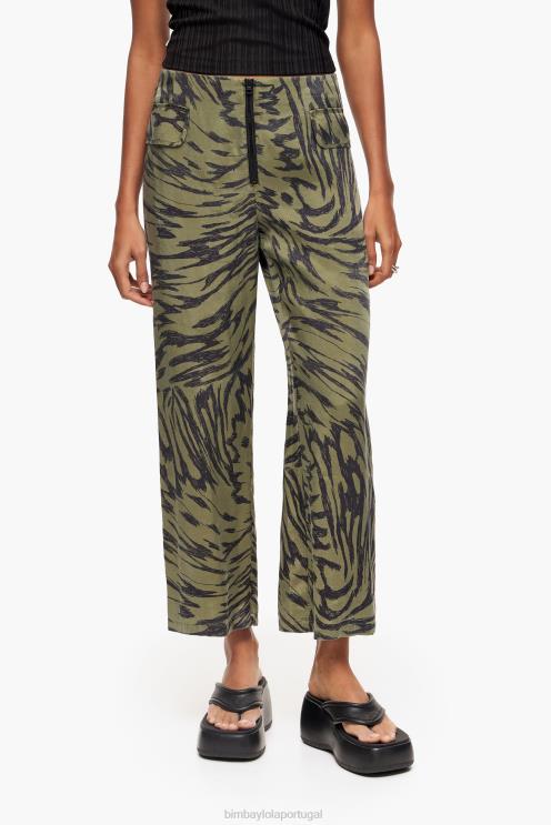 fluindo roupas 64X4N402 calça bicolor cáqui asa de borboleta Bimba Y Lola