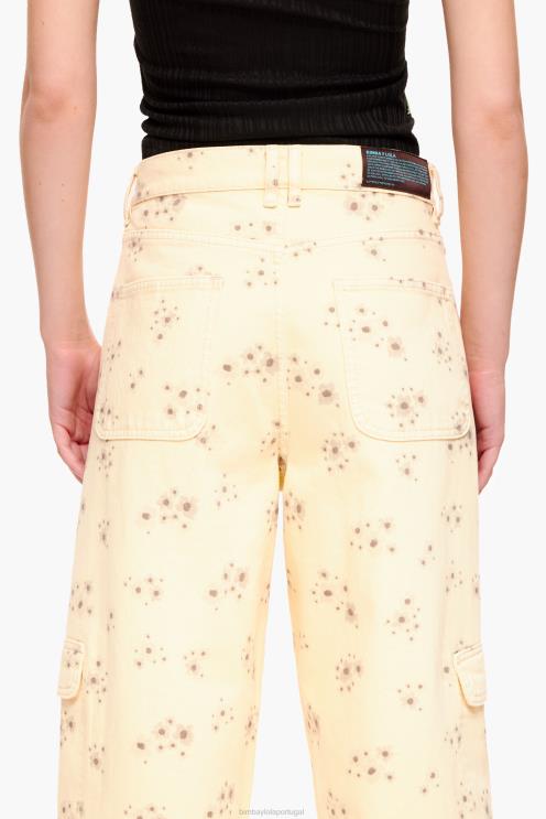 marfim roupas 64X4N407 cargo - calça cargo com estampa de flores em acrílico Bimba Y Lola
