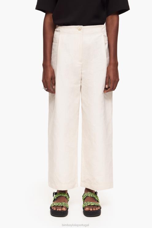 pedra roupas 64X4N396 calças de linho Bimba Y Lola