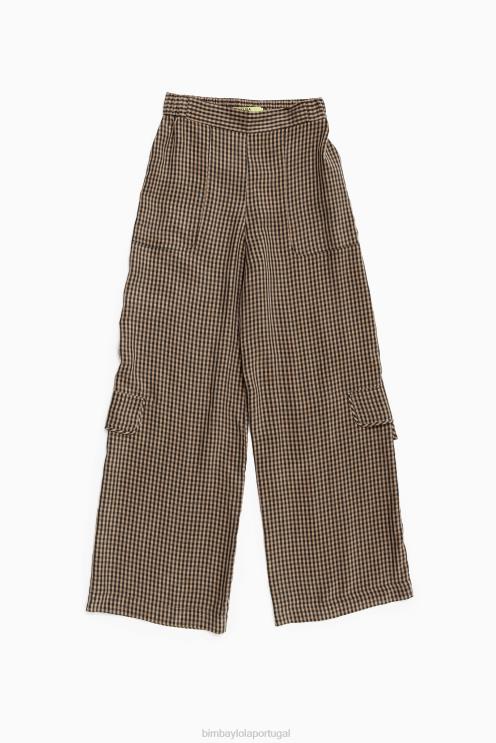 preto e marrom roupas 64X4N438 calças cupro de guingão Bimba Y Lola