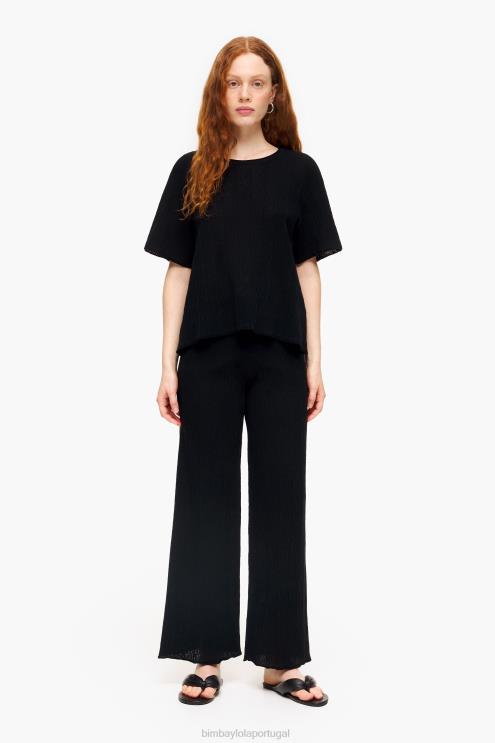preto roupas 64X4N398 calças de malha Bimba Y Lola
