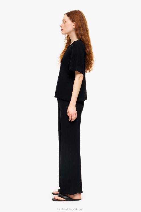 preto roupas 64X4N398 calças de malha Bimba Y Lola