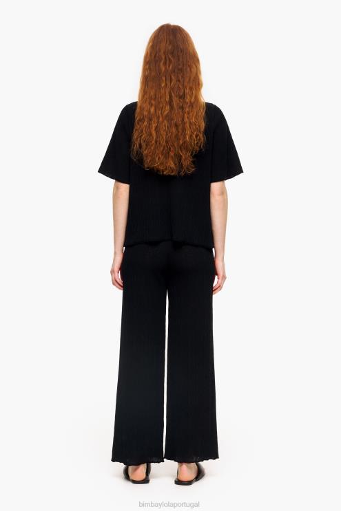 preto roupas 64X4N398 calças de malha Bimba Y Lola