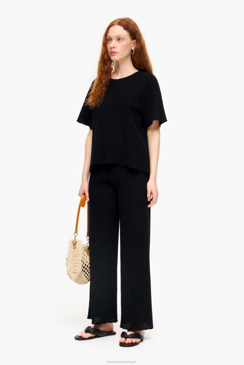 preto roupas 64X4N398 calças de malha Bimba Y Lola
