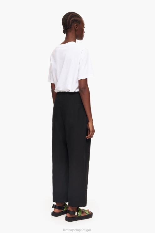 preto roupas 64X4N404 calças de linho Bimba Y Lola