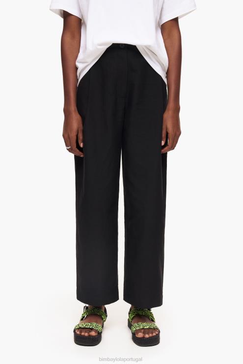 preto roupas 64X4N404 calças de linho Bimba Y Lola