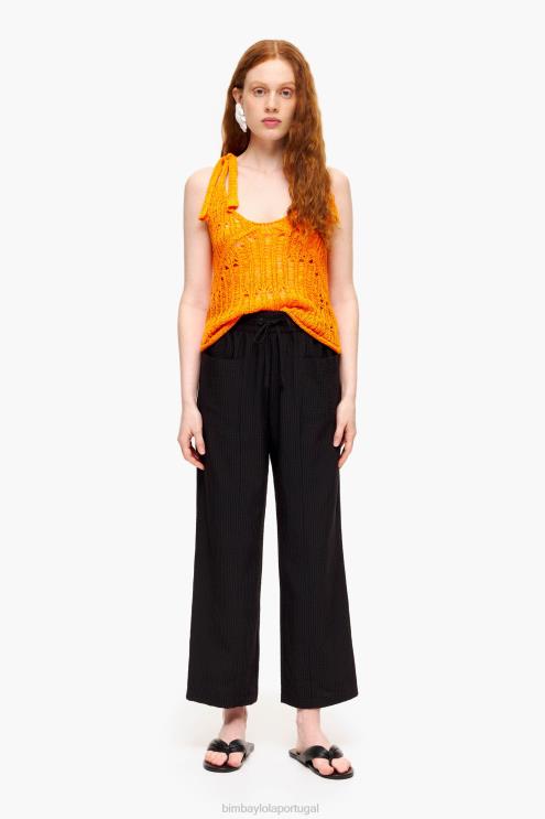 preto roupas 64X4N412 calças de textura Bimba Y Lola