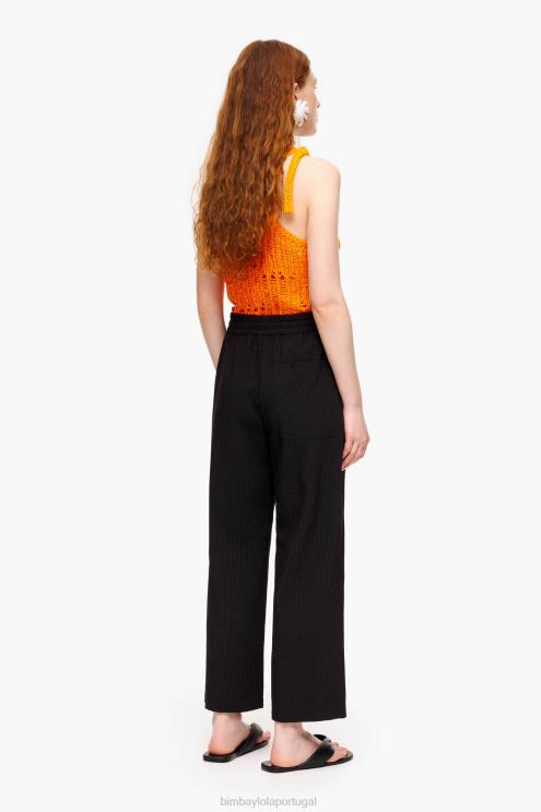 preto roupas 64X4N412 calças de textura Bimba Y Lola
