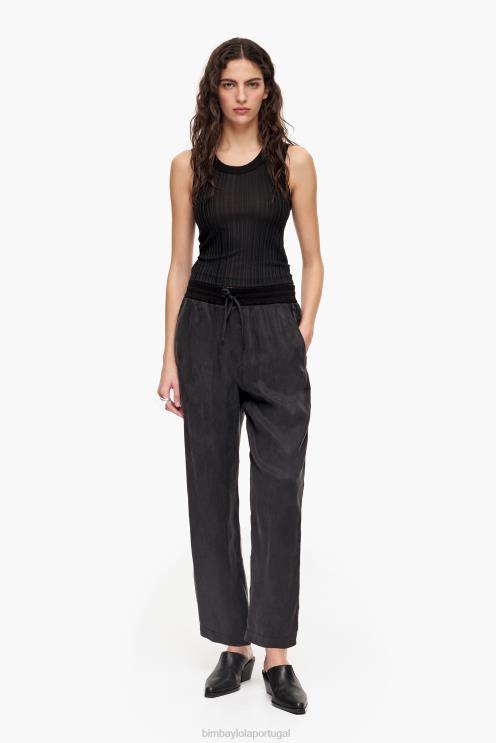 preto roupas 64X4N413 calça jogger cupro Bimba Y Lola