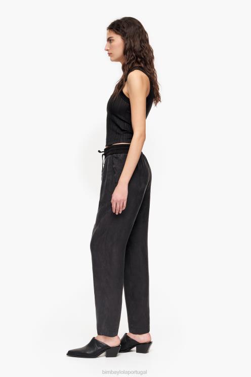 preto roupas 64X4N413 calça jogger cupro Bimba Y Lola