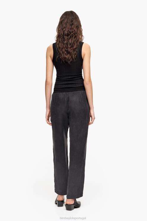 preto roupas 64X4N413 calça jogger cupro Bimba Y Lola