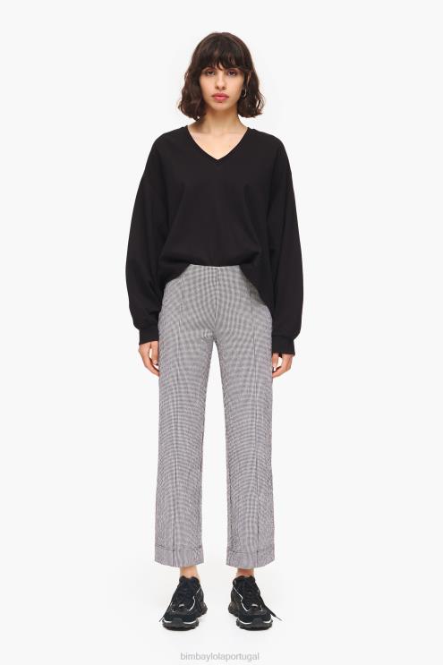 preto roupas 64X4N415 calças largas de guingão Bimba Y Lola