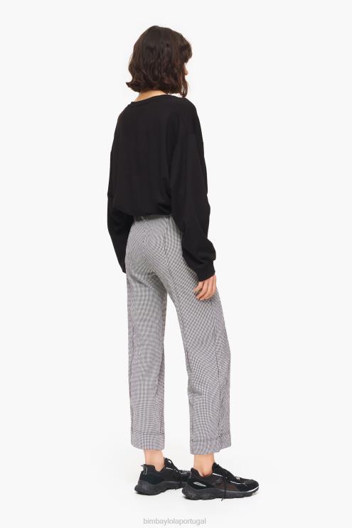 preto roupas 64X4N415 calças largas de guingão Bimba Y Lola