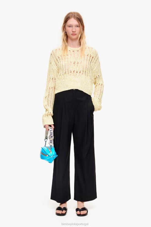 preto roupas 64X4N416 calça popeline Bimba Y Lola
