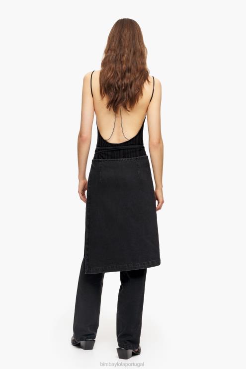 preto roupas 64X4N439 conjunto saia calças Bimba Y Lola