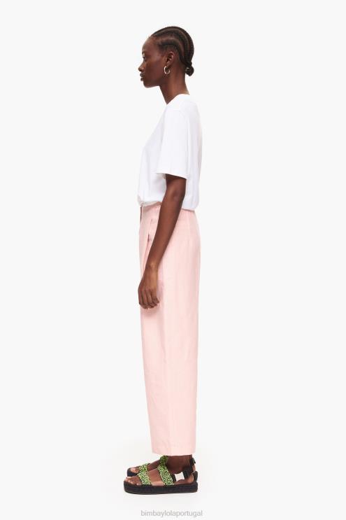 rosa roupas 64X4N395 calças de linho claro Bimba Y Lola